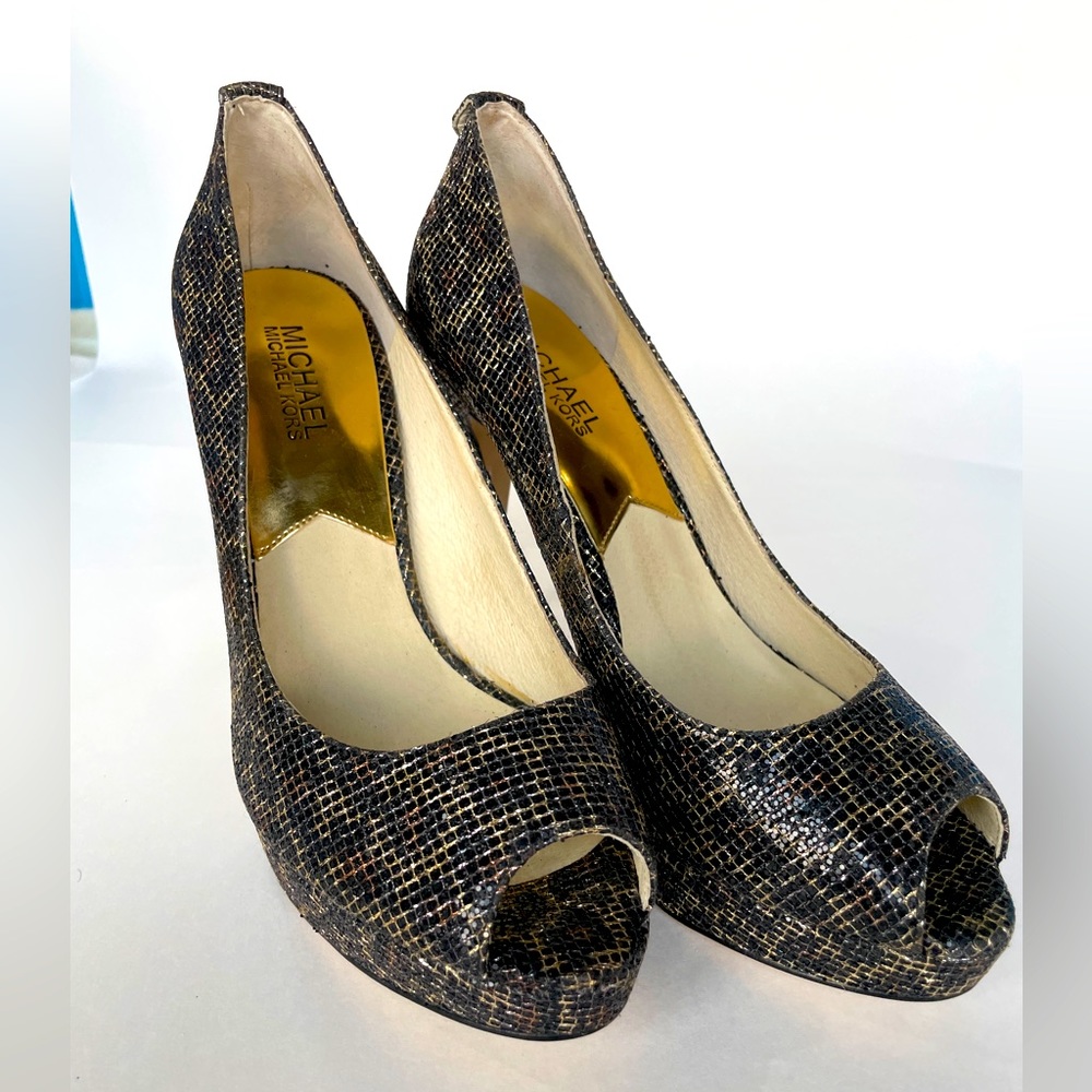 Michael Kors York Cheetah Platform Peep Toe Heels